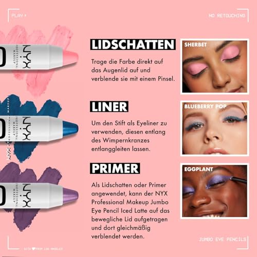 Jumbo Eye Pencil, strahlender Eyeliner, auch als Lidschatten, Base oder Highlighter geeignet, ohne Zerren oder Verblassen, Cremelidschatten in Weiß, 2er-Set, Milk 604A, 2x 5 g – Bild 5