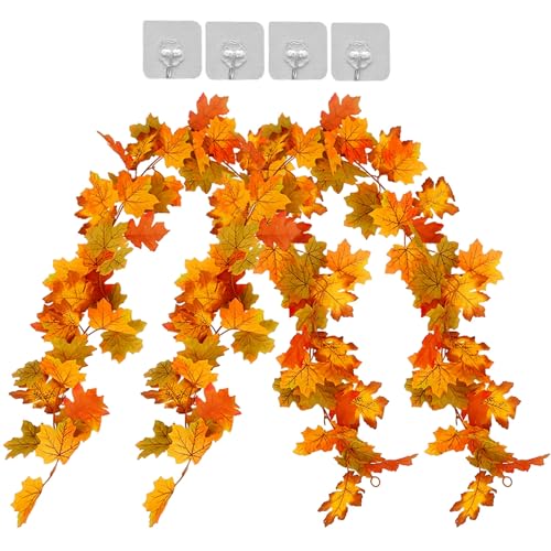 Herbst-Ahornblatt-Girlande – 2 Stück, Je 150 Cm, Wasserfest, Für Innen & Außen, Deko Für Kamin & Tür