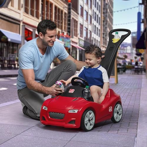 Image of Step2 Whisper Ride Cruiser Kids Push Car, Ride On Toy, Stroller Substitute, Includes Seat Belt & Horn, Made of Durable Plastic, Max Weight 50 lbs., For Toddlers 18 Months - 4 Years Old, Red