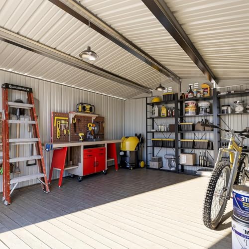 Image of Polar Aurora 10x12 FT Metal Shed, Heavy-Duty Galvanized Steel Tool Storage Shed with Lockable Doors, Waterproof Outdoor Garden Shed for Outside, Backyard, Patio, Lawn, White