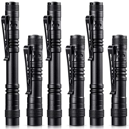 Led Pocket Pen Light Flashlight Small Mini Handheld Penlight With Clip For Camping, Outdoor, Emergency (6 Pieces) #TOP3