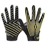 Natmxjen Youth Football Gloves Sticky Kids Receiver Gloves for Boys and Girls,Black M/L