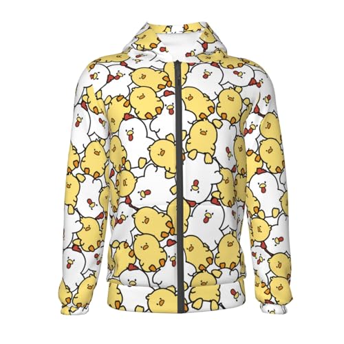 Cute Hen and Chicken Kids Pullover Hoodies Boys Zip Up Sweatshirts Girls Athletic Clothes with Pocket2
