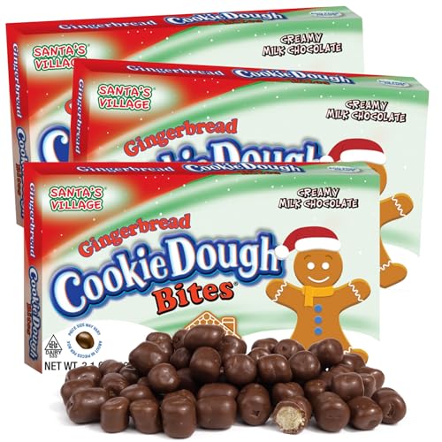 Christmas Gingerbread Cookie Dough Bites, Stocking Stuffer Candy Boxes, 3.1 Ounces (Pack of 3)