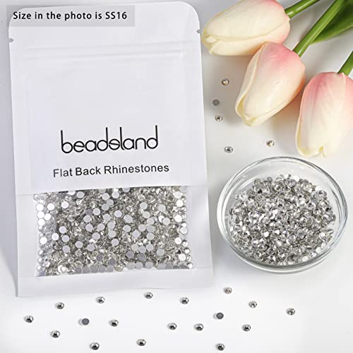 Image of Beadsland 1440 Piece Flat Back Crystal Rhinestones Round Gems,1.3mm-6.5mm, Crystal /CrystalAB (SS16(3.8-4.0mm))