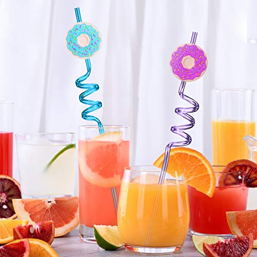 24 pitillos reutilizables con diseño de dona para fiestas miniatura 3