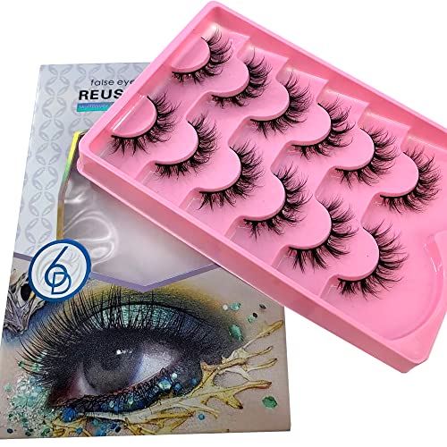 HBZGTLAD 5pairs/6 Pairs Fluffy False Eyelashes Natural Faux Mink Strip 3D Lashes Pack (SY-04)