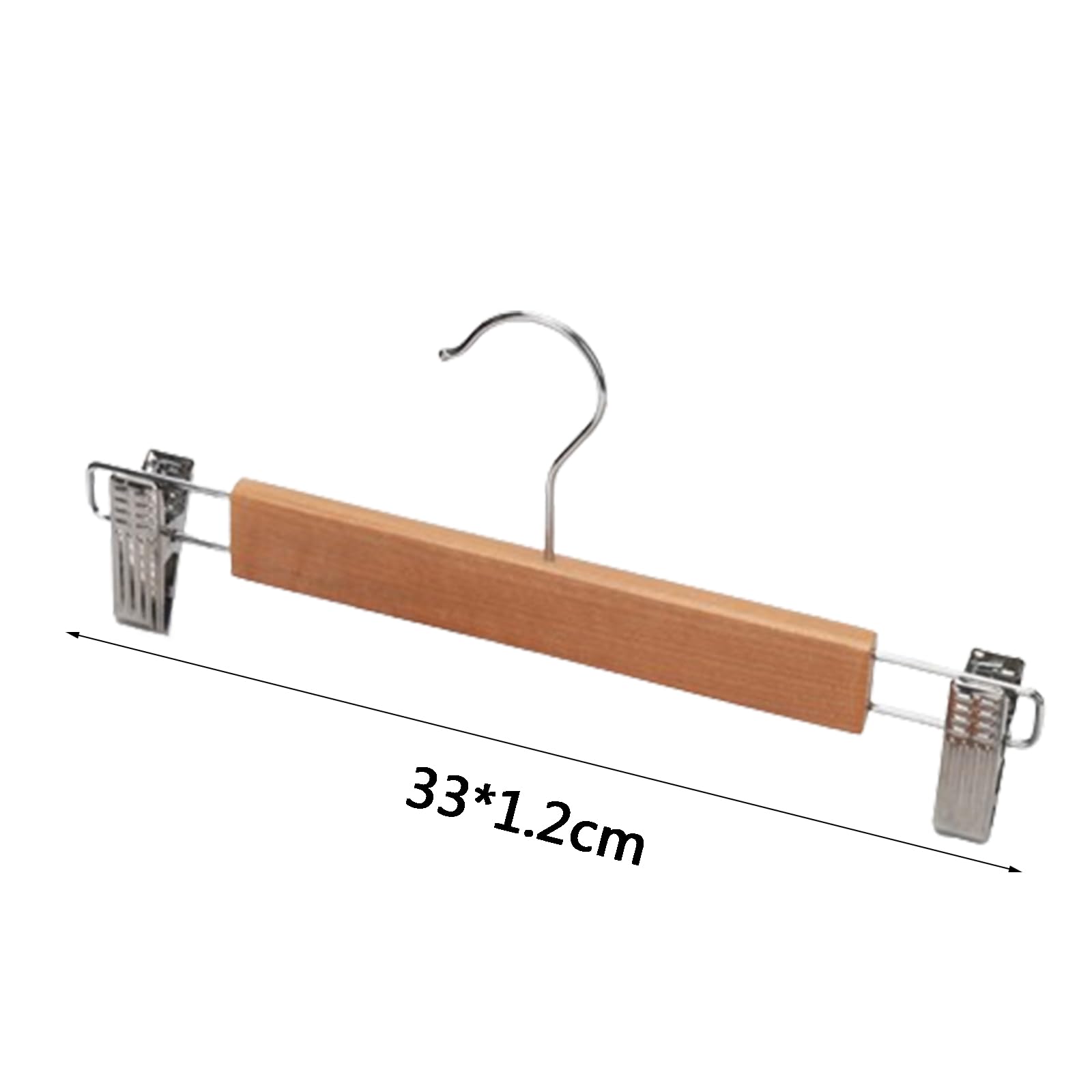 Confezione da 10 grucce per gonne e Pantaloni in Legno massello, gruccia Inferiore per Pantaloni in Legno con 2 Clip Regolabili, Clip in Legno colorato per Pantaloni, Jeans, Pantaloncini