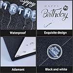 Crenics Black and White Birthday Decorations Women Men, Creative Birthday Guest Signature Book Alternative 18" x 12", Great Party Gifts for Girls or Boys - Image 3