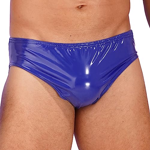FEESHOW Men Shiny Faux Leather Briefs Lingerie Low Rise Bulge Pouch Panties Underwear3