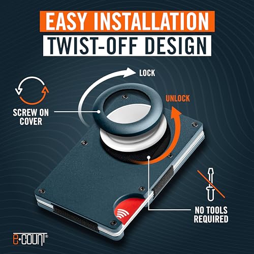 e+count Premium Minimalist Wallet for Men with Airtag Holder and Money Clip