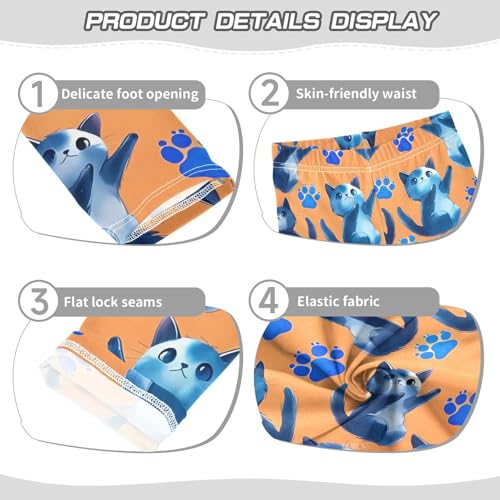 ALAZA Girls' Leggings Children's Yoga Pants Skinny Printed Dance Kitten Orange Comfortable 4T2