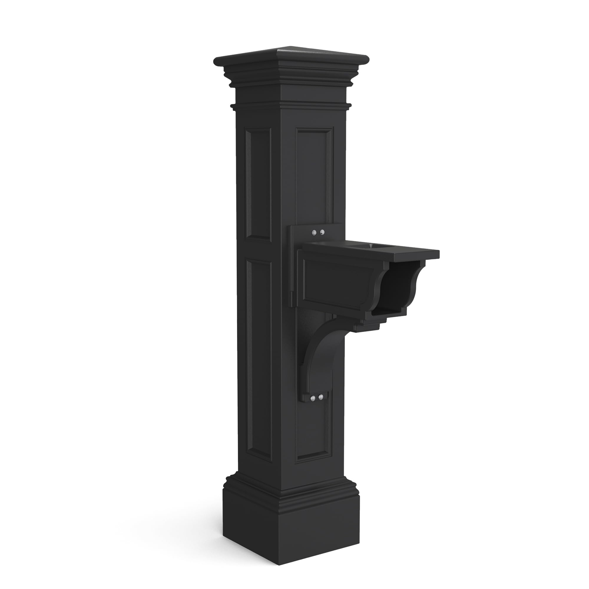 Photo 1 of ** post only.  scrape/dirt **Mayne Liberty Decorative Mailbox Post with Newspaper Holder, Black