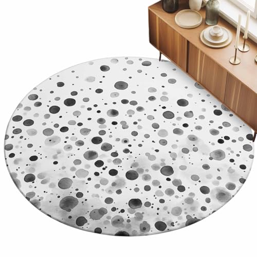 Polka Dot Theme Round Area Rug 4 ft Watercolor Gradient