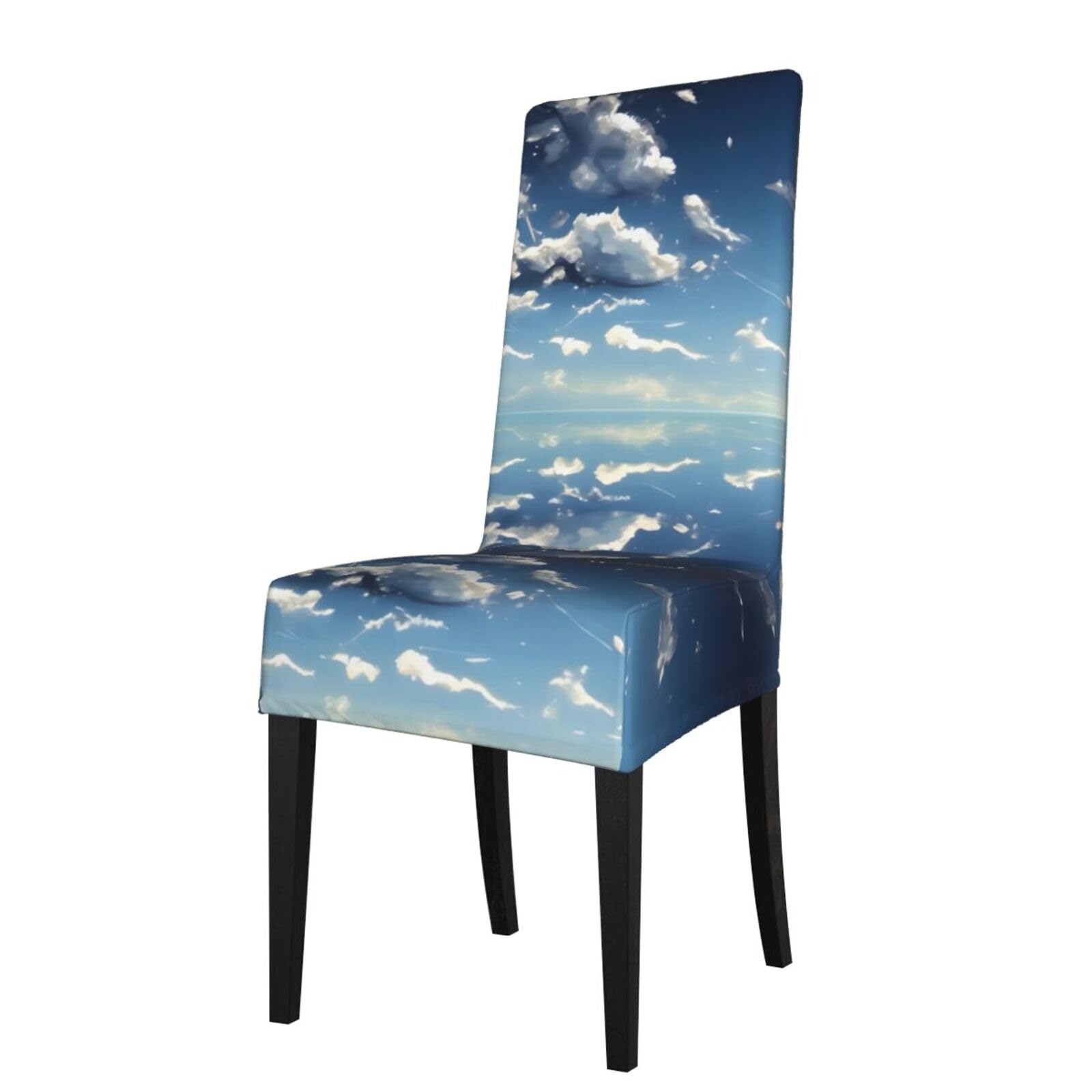 Housse de chaise salle à manger WHJDPP ciel bleu et nuages blancs déco salon et cuisine