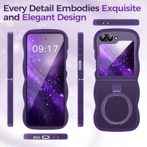 Image of Cute Wavy Magnetic Stand Case for Galaxy Z Flip 6 /5 Fit for MagSafe