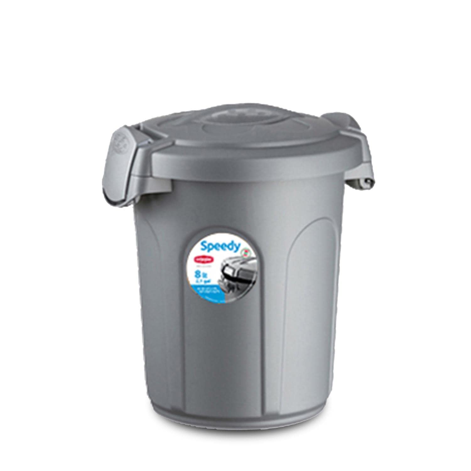 Cat Centre Small Animals Pets Dry Food Storage Container 8 Litre Grey Cats Dogs Side Lock System Removeable Lid Cover With Handle Comfortable Dispenser Sturdy BPA-Free Plastic