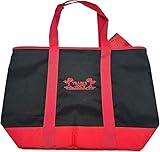 Trader Joe's Large Shopping Tote, Black and Red Canvas, Reusable Grocery Bag. Insulated.