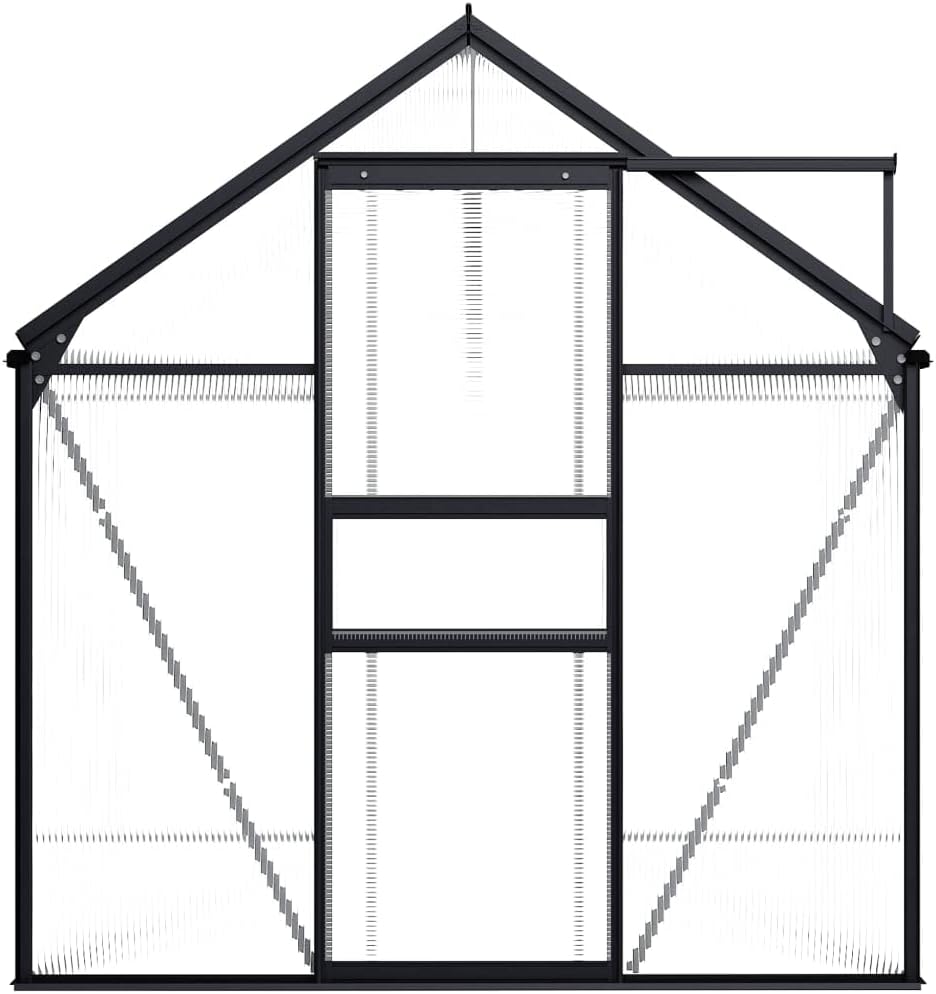 Greenhouse for Gardening, 63.4 sq ft Outdoor Walk-in Plant Growing House with Anthracite Aluminum Frame and Transparent Polycarbonate Panels, Weather Resistant Garden Shed