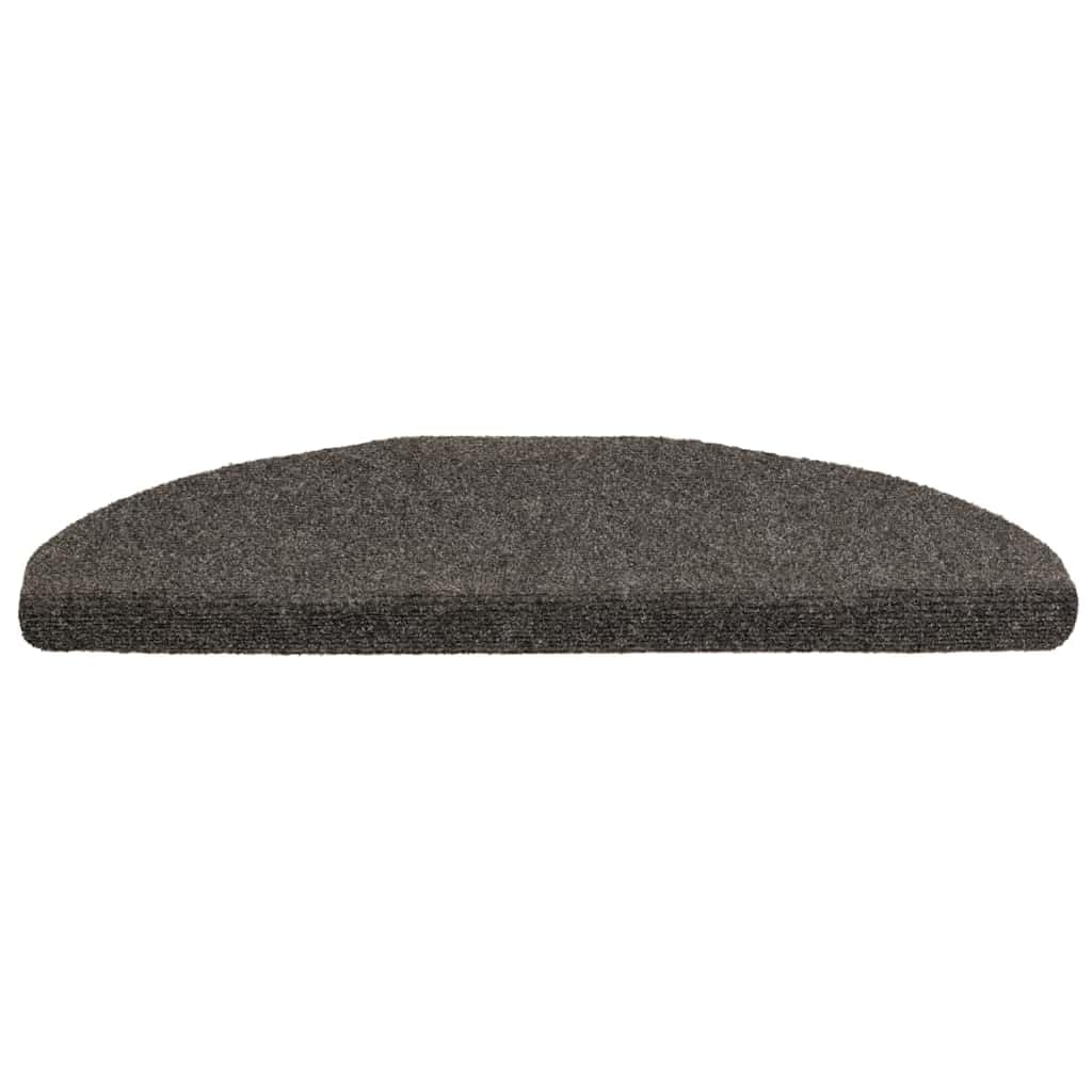 Lot de 15 tapis d'escalier autocollants 65 x 21 x 4 cm Anthracite semi-circulaire Grand modèle Marches d'escalier antidérapantes en polypropylène Lavable en machine pour l'intérieur