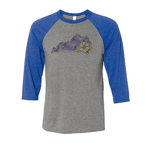Watercolor Kentucky Three-Quarter Raglan Sleeve Baseball Shirt Unisex