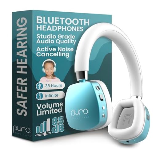 Puro Sound Labs PuroQuiet Plus Volume Limited On-Ear Active Noise Cancelling Bluetooth Headphones– Lightweight Headphones for Kids with Built-in Microphone–Safer Sound Studio-Grade Quality (Teal)