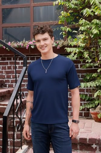 Image of Zilcon Mens Solid Unique Design Tshirt for Men - Round Neck Loose Fit Drop Shoulder Polo Mens T-Shirt