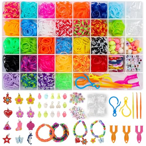UUEMB 2500+ Loom Bands Craft Kit for Kids, 30 Colors Loom Rubber...