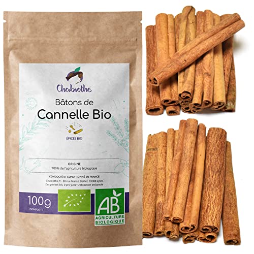 Chabiothé - Bâtons de Cannelle BIO entier 7 cm - cassia - 100g
