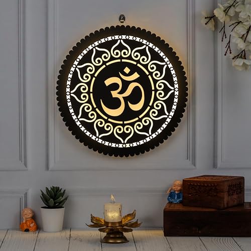 Arte de pared de meditación espiritual Om de madera para iluminar espacios oscuros