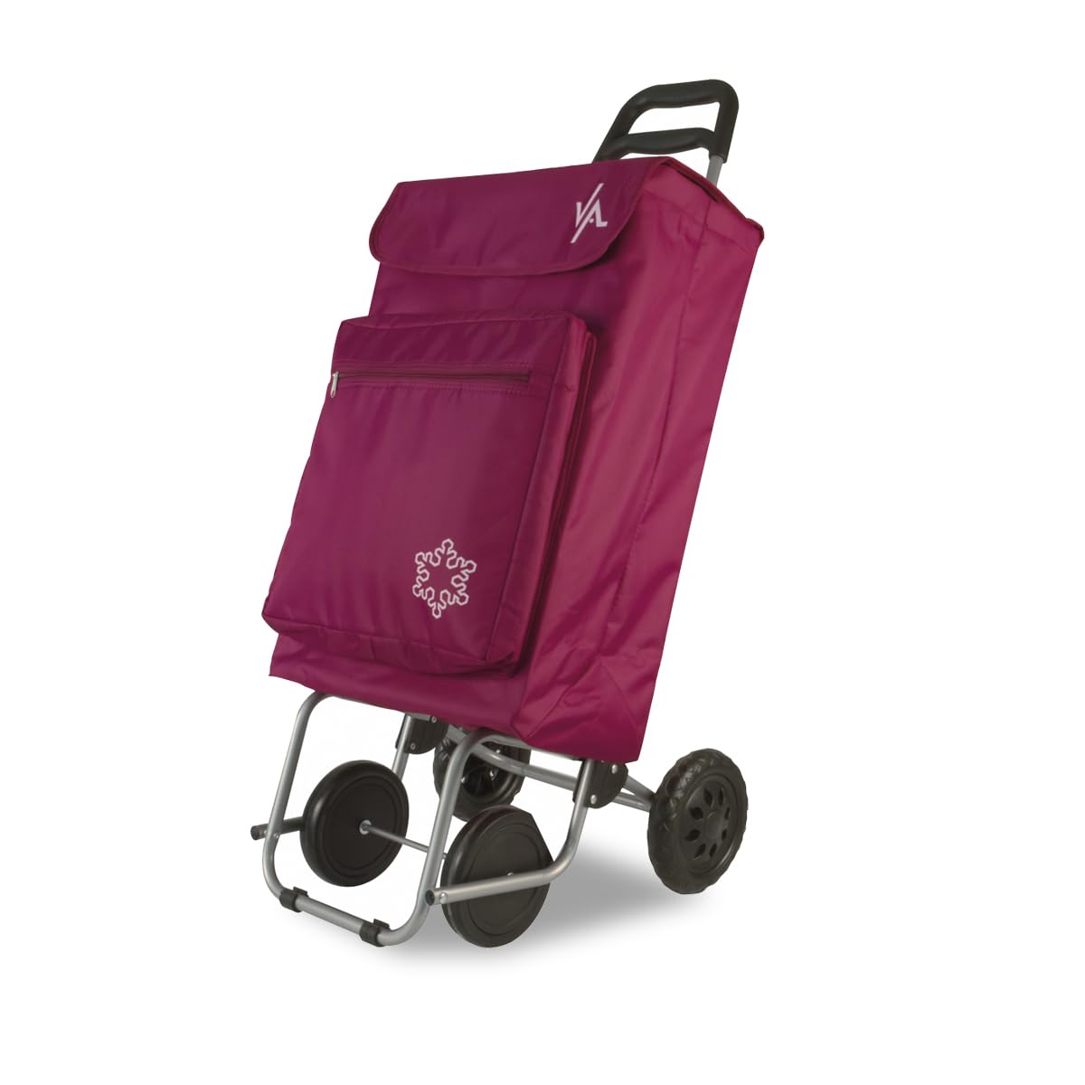 Amig - Carrello spesa - Carrello spesa 4 ruote - Pratico e capiente con tasca esterna - 22 x 40 x 106 cm - Tessuto/Metallo - Rosso