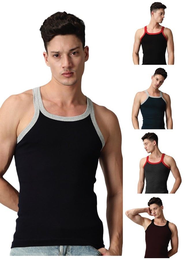 Lux Classic Gym Vest for Men | 100% Cotton Sleeveless Lux Sports Vest | Stylish & Comfortable Activewear for Workout, Training & Casual Wear Pack of 5 (Color May Vary) Lux Classic Gym Vest for Men | 100% Cotton Sleeveless Lux Sports Vest | Stylish & Comfortable Activewear for Workout, Training & Casual Wear Pack of 5 (Color May Vary)