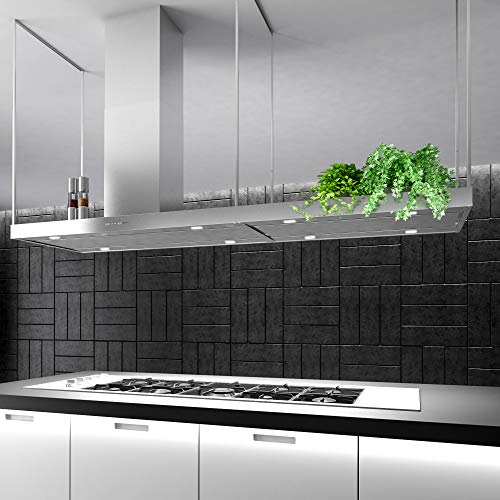 Image of Futuro Futuro Europe Series Island Mount Range Hood, Italian Stainless Steel Ceiling Chimney Hood with Perimeter Suction & Multi-Speed Blower (84 inch)
