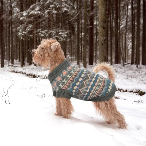 Hjumarayan Hundepullover - Boho Hundepullover Mittelgroße Hunde Weihnachtspullover, Schöne Hunde Pullover mit Geschirr Öffnung Dicken Hundepulli Französische Bulldogge Labrador Pullis (Grau L)