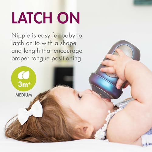 Image of Boon Nursh Bottles - Silicone Baby Bottles Help Ease Colic Symptoms - Formula and Breast Milk Only Touch Food-Grade Silicone - Medium Flow - 8 Oz - Metallic