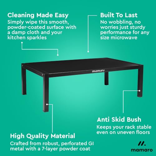 Image of Metal Microwave Stand for Kitchen Platform (with 8 Hook), Oven Stand