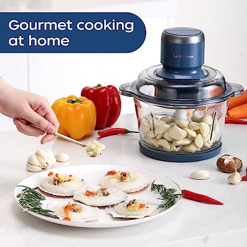 Image of Food Processor,Electric Food Chopper with 7-Cup (1.7L) Glass Bowl, 4 Bi-Level Blades for Chopping,Grinding,Mincing,Whisking,Meal Prep,300W,Blue