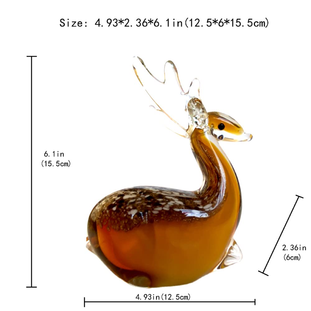 Amazon.co.jp: クリスタルシカ鹿の置物手吹きガラス動物の工芸品