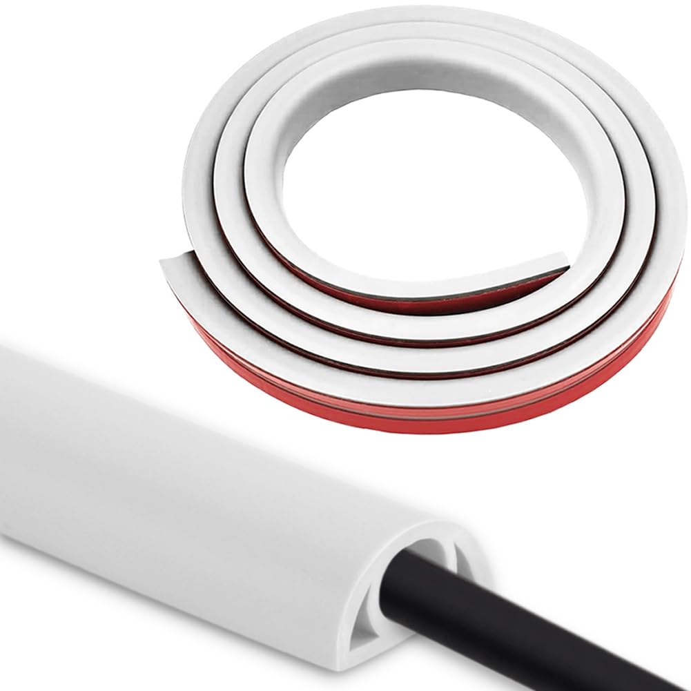 Kabelkanal Weiß Selbstklebend Flexibel Kabelschutz - 2 Meter x 20mm x 10,2mm PVC Kabelabdeckung Boden, für zu Hause, Büro, Schule, Lagerraum