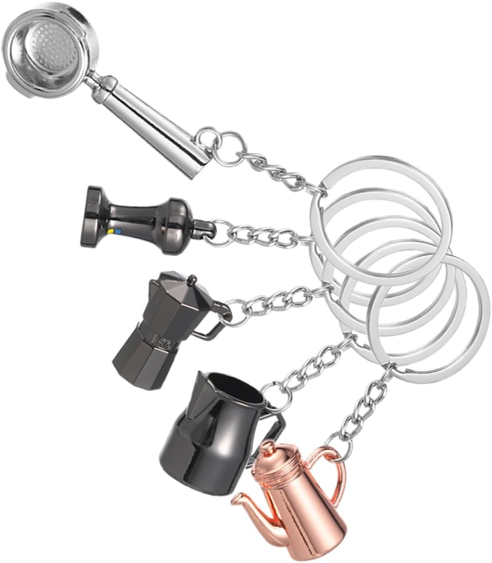 PRETYZOOM Cute Coffee Tool Keychain Set 5pcs Zinc Alloy Bag Pendant