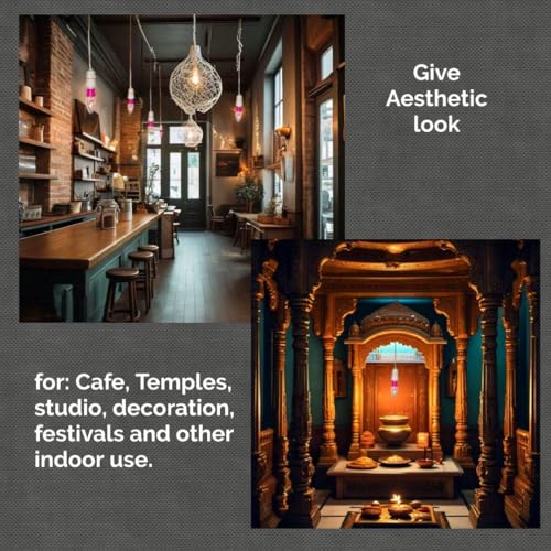 Image of doctorspare Electric Flame Lightbulb,Jyoti Lightbulb For Mandir /Temple,Art Cafe Resturant Decoration Lightbulb With Hanging Holder /2Meter Wire /Plug,Non-Led (B22 Base) (Lightbulb With Hanging Holder)