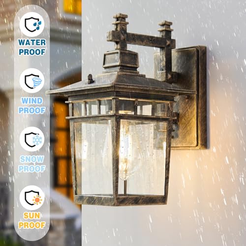 Wandleuchte aussen, Außenwandleuchten mit Klarglas, IP44 Wasserdicht, Retro E27, Außenlampen Beleuchtung Außenwandleuchte Verandaleuchten (Bronze) – Bild 5