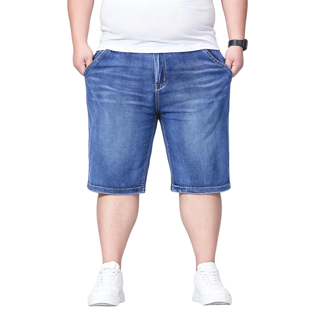 Pantalones Corto Vaqueros para Hombre, Suelto Ancho Denim Shorts de Mezclilla Dritto NZK1389