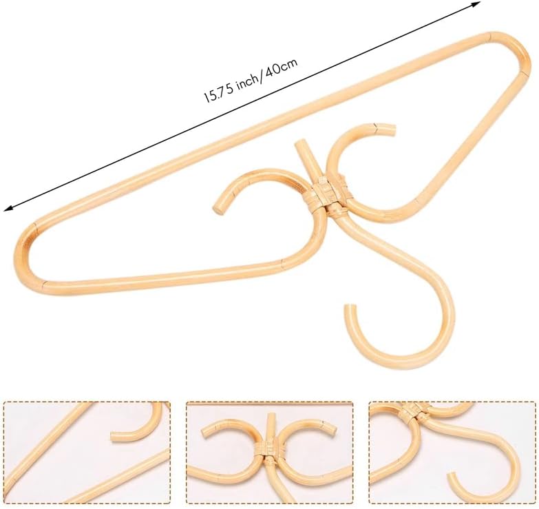 2Pcs Rattan Clothes Hanger Natural Rattan Hand-Woven 3 Hook Hanger for Home Wardrobe Clothing Store Decor 40x20cm