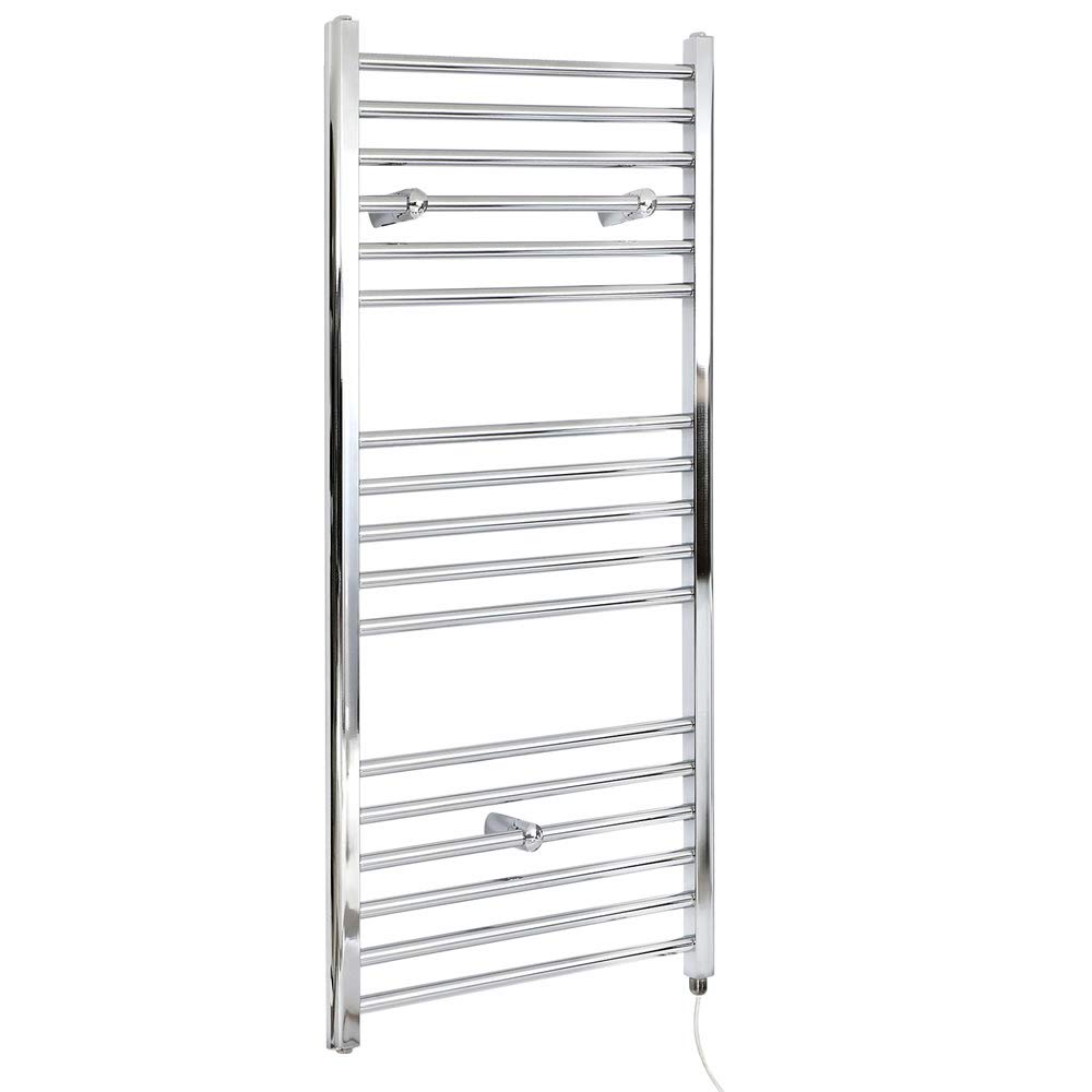Milano Kent 300W Chrome Straight Bar Electric Heated Towel Rail - 1200Mm X 400Mm
