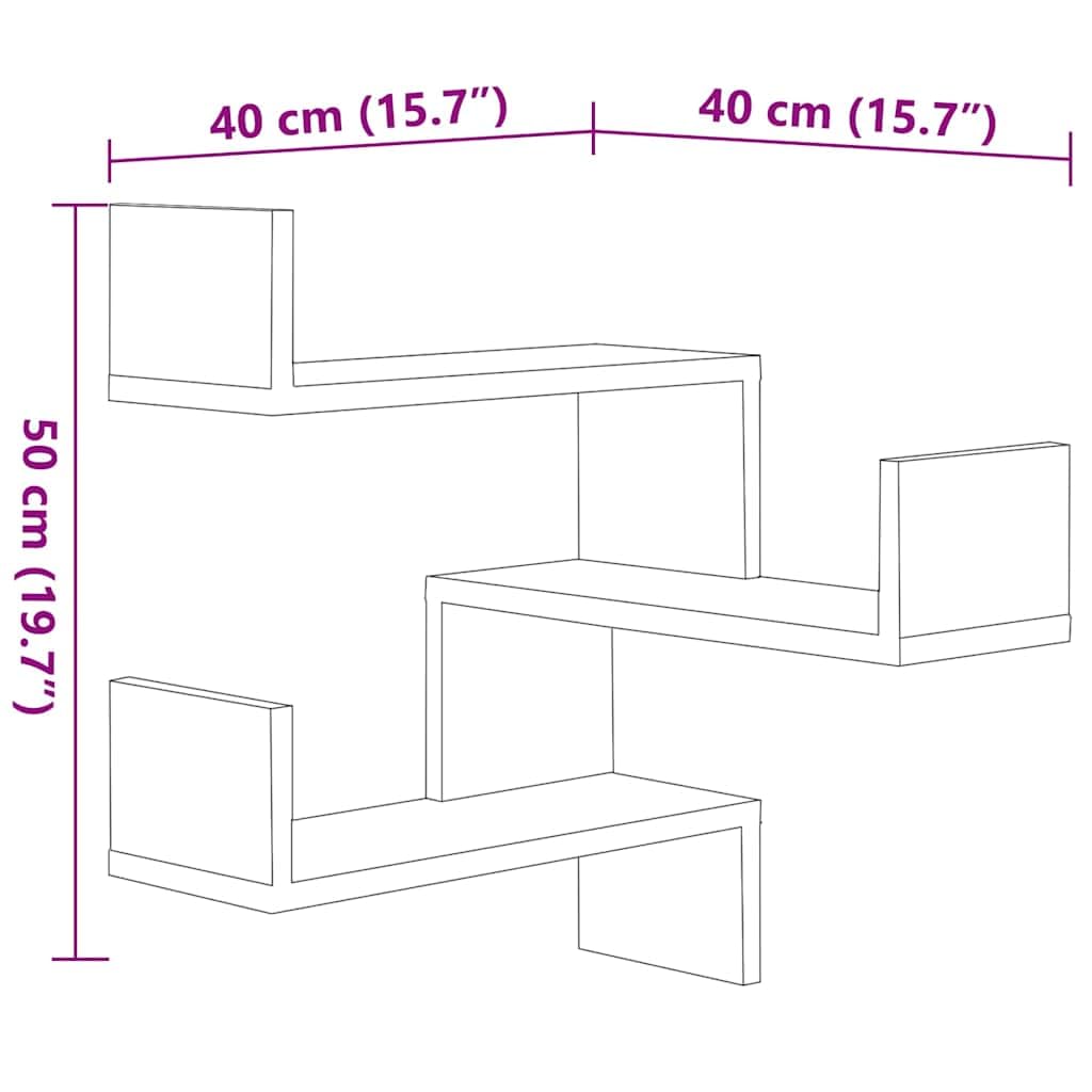 Wand-Eckregale Betongrau 2 Stück 40x40x50 cm Holzwerkstoff Hängeregal Wandregal Regal mit Stauraum und Ablage für Wohnzimmer Schlafzimmer Küche Büro