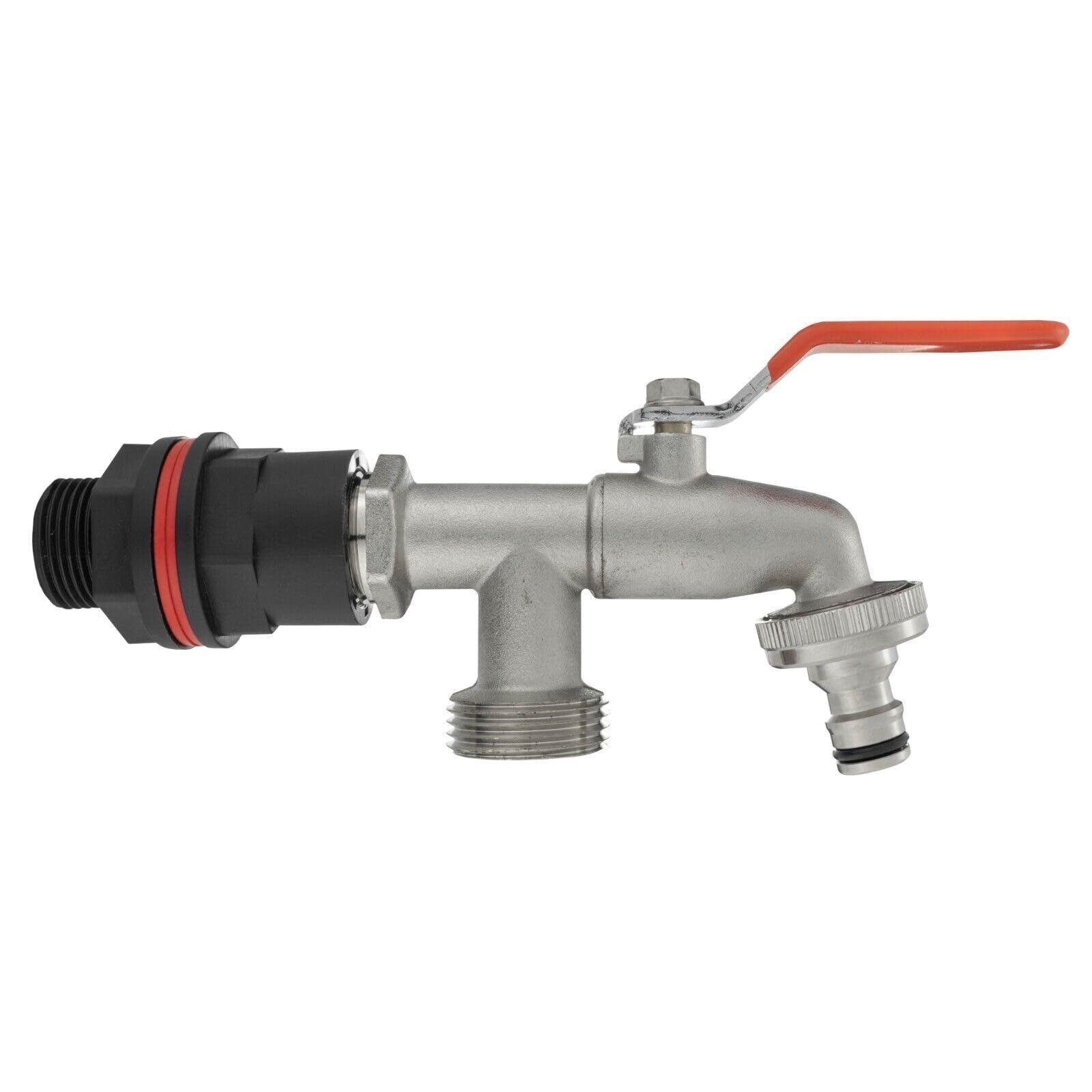 Water Butt Replacement Tap Solid Metal Lever UK Bib Outlet Barb Quick Hosepipes 1/2" & 3/4 (Double Lever tap (Quick Connector), 1/2")
