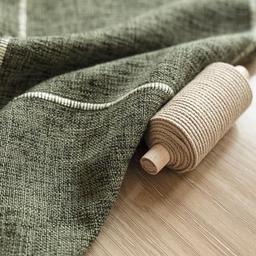 Image of Foindtower Pack of 2 Decorative Faux Linen Jacquard Check Throw Pillow Covers Farmhouse Cushion Cover with Grid Textured Accent Pillowcase for Couch Sofa Living Room Home Decor,18x18 Inch,Olive Green