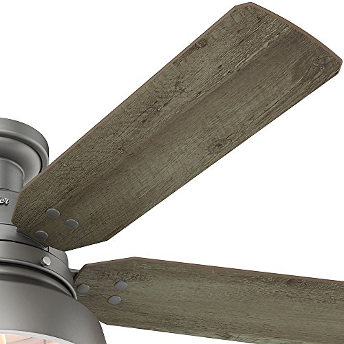 Image of Hunter 52 inch Outdoor or Indoor Ceiling Fan with LED Light - Rustic Ceiling Fan with Pull Chain, For Bedroom, Living Room, or Patio, Low Profile Mount, No Remote - Mill Valley 59311, Matte Silver