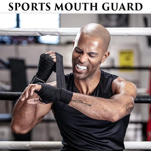 1 Piezas Protector Bucal, Protector Bucal Adultos, Protector Bucal de Boxeo, Protector Bucal Deportivo, para Boxeo, Lucha, Libre, MMA, Hockey, Rugby (Blanco+Azul Oscuro) - imagen 6